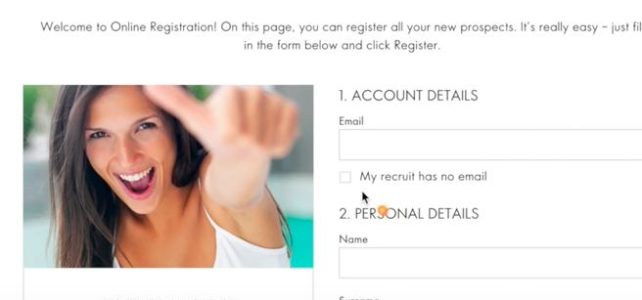 Register new Member in Oriflame form details